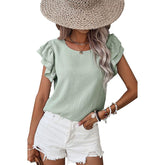 Women’s Petal Sleeve T-Shirt – Loose Fit Casual Summer Top women-tshirt AllTrendMart Light Green S
