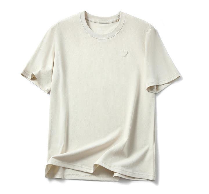 Love Embossed Cotton T-Shirt – Casual Unisex Streetwear Tee unisex-tshirt AllTrendMart Beige S