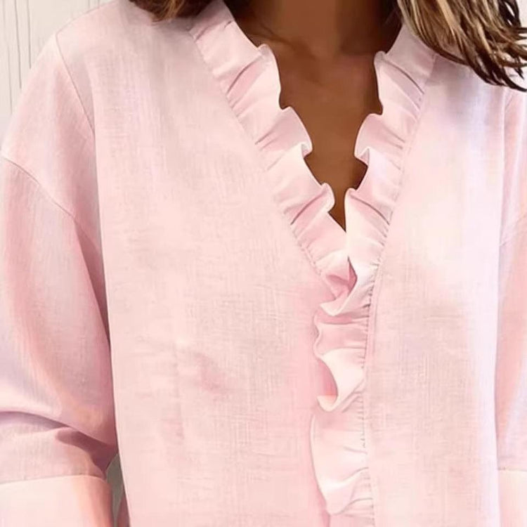 Women’s Ruffled Long Sleeve T-Shirt – Asymmetrical Casual Stylish Top women-tshirt AllTrendMart