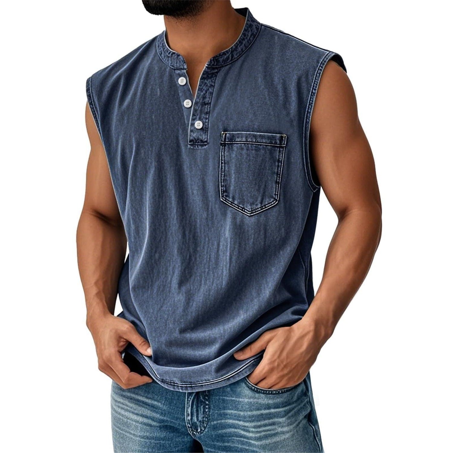 Men’s Sleeveless Tank Top – Lightweight Casual Summer Muscle Tee men-tshirt AllTrendMart Navy Blue S