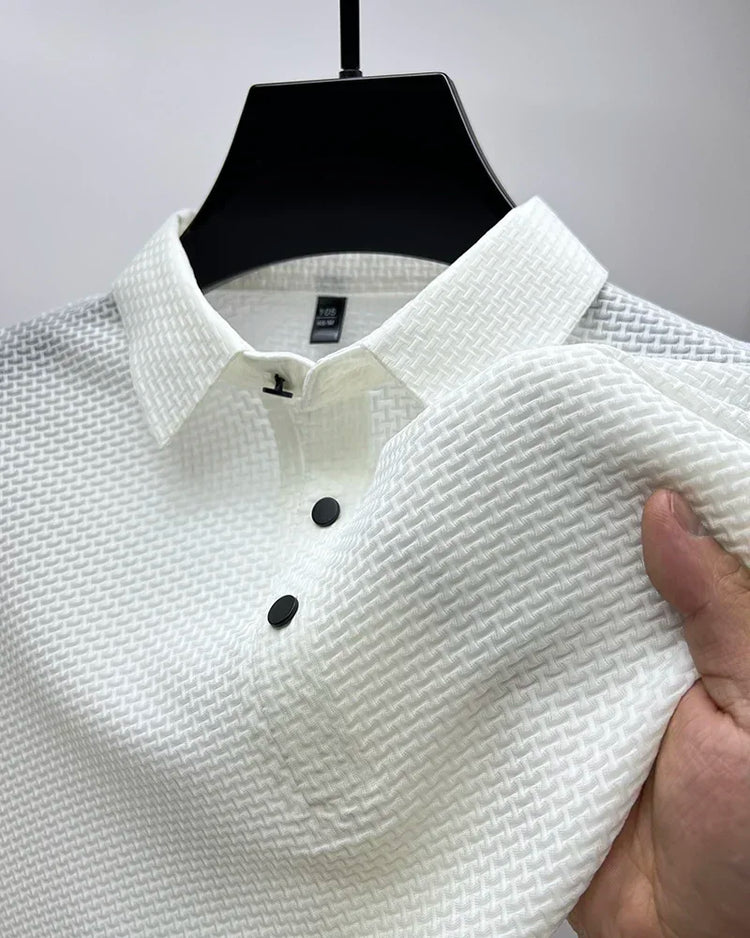 Men’s Breathable Polo Shirt – Lightweight Short Sleeve Smart Casual Top men-tshirt AllTrendMart White S