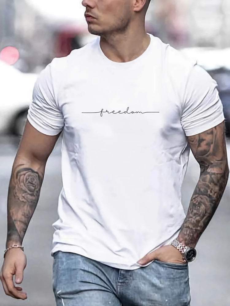 Men’s Graphic Cotton T-Shirt – Slim Fit Casual Short Sleeve Tee men-tshirt AllTrendMart White XS
