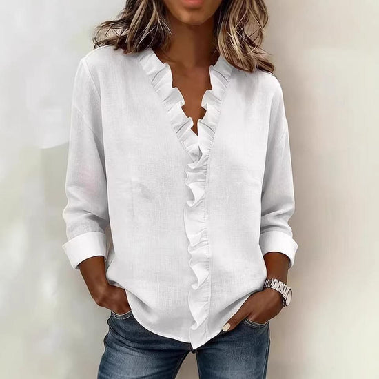 Women’s Ruffled Long Sleeve T-Shirt – Asymmetrical Casual Stylish Top women-tshirt AllTrendMart