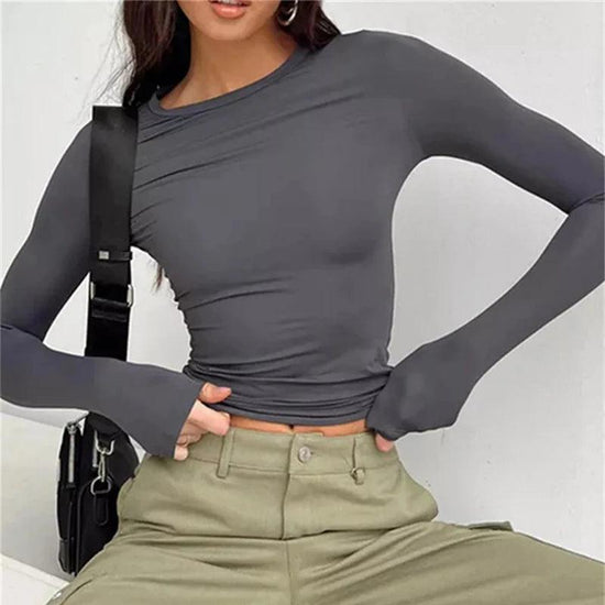 Women’s Slim Fit Long Sleeve T-Shirt – Casual Stretch Basic Top women-tshirt AllTrendMart