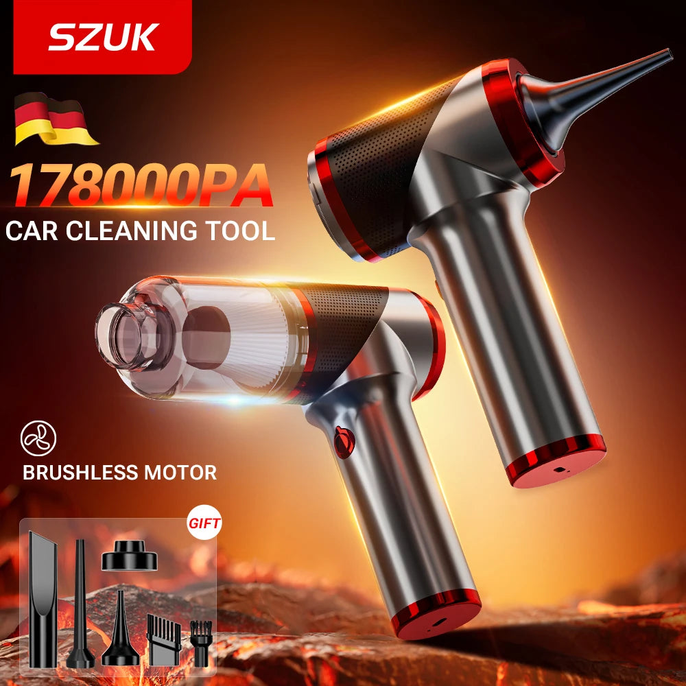SZUK 178000Pa Wireless Handheld Car Vacuum Cleaner – Portable & Powerful