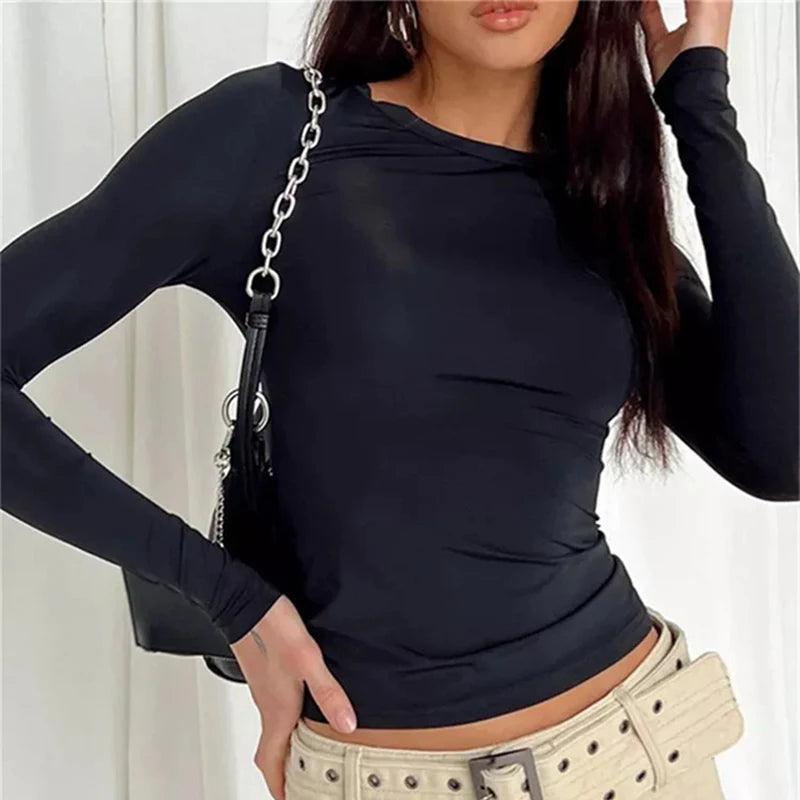 Women’s Slim Fit Long Sleeve T-Shirt – Casual Stretch Basic Top women-tshirt AllTrendMart