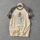 Men’s Washed Vintage Graphic T-Shirt – Retro Cotton Casual Tee men-tshirt AllTrendMart Dark Brown & Beige M