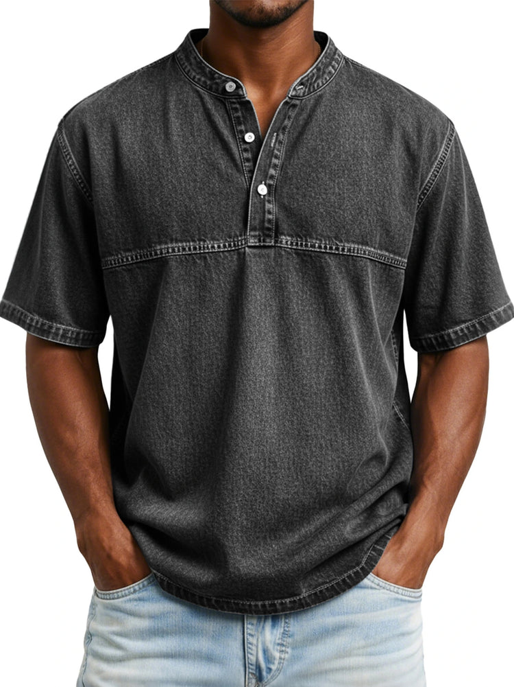Men’s Slim Fit Henley T-Shirt – Printed Short Sleeve Casual Tee men-tshirt AllTrendMart