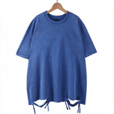 Unisex Washed Oversized T-Shirt – Vintage Cotton Loose Fit Casual Tee unisex-tshirt AllTrendMart Holes Blue S