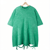 Unisex Washed Oversized T-Shirt – Vintage Cotton Loose Fit Casual Tee unisex-tshirt AllTrendMart Holes Green S