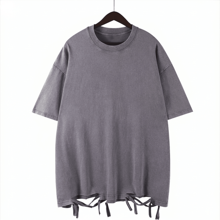 Unisex Washed Oversized T-Shirt – Vintage Cotton Loose Fit Casual Tee unisex-tshirt AllTrendMart Holes Gray S