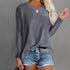 Women’s Cotton Long Sleeve T-Shirt – Casual Loose Fit Basic Tee women-tshirt AllTrendMart Dark Grey S