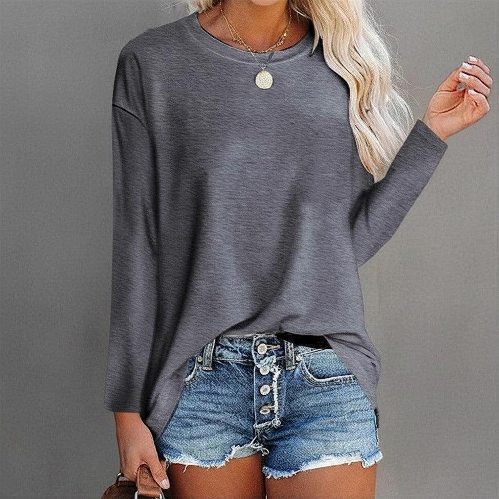 Women’s Cotton Long Sleeve T-Shirt – Casual Loose Fit Basic Tee women-tshirt AllTrendMart