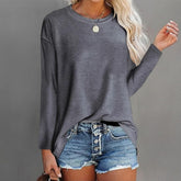 Women’s Cotton Long Sleeve T-Shirt – Casual Loose Fit Basic Tee women-tshirt AllTrendMart
