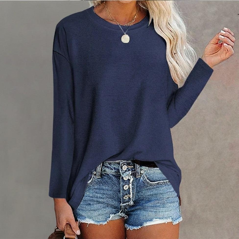 Women’s Cotton Long Sleeve T-Shirt – Casual Loose Fit Basic Tee women-tshirt AllTrendMart