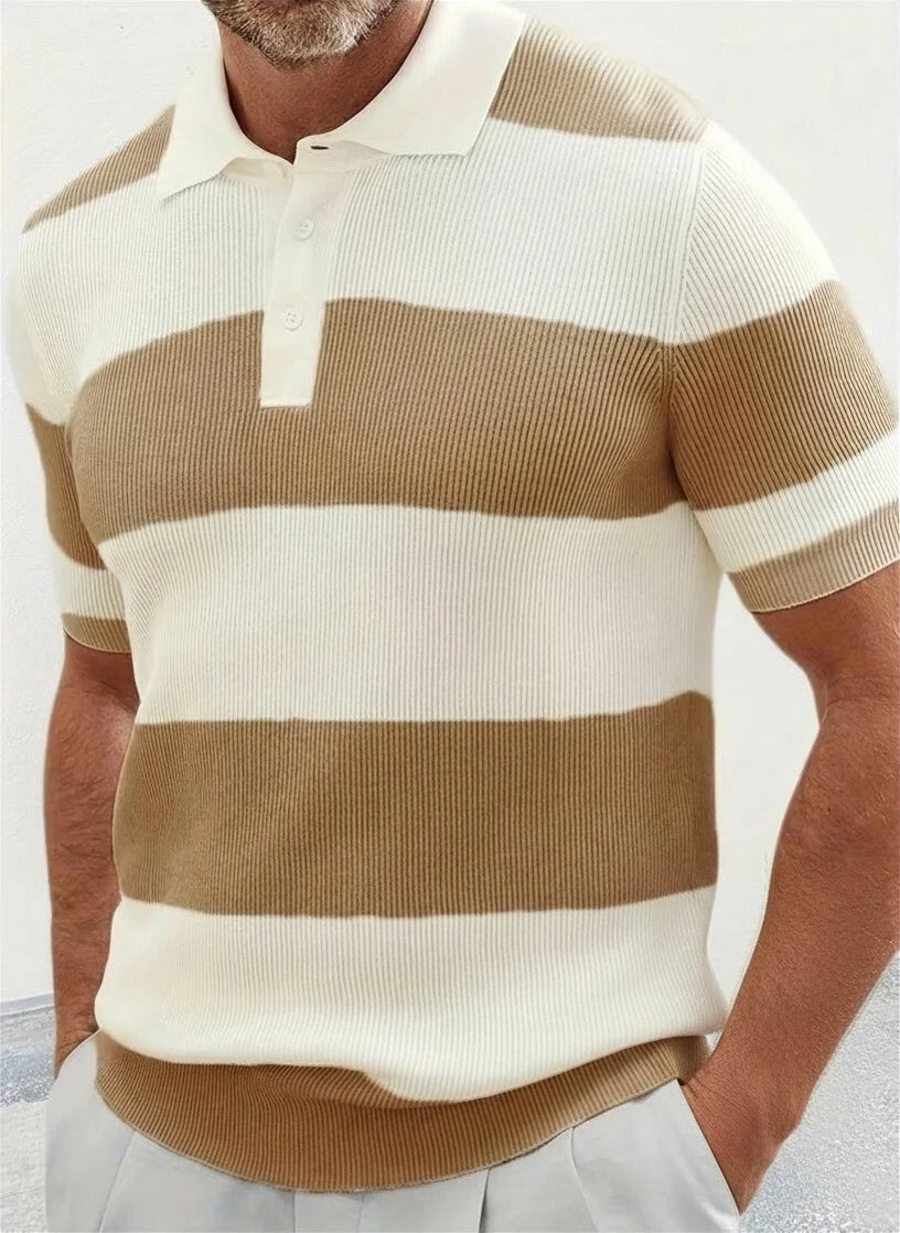 Men’s Short Sleeve Knit Polo T-Shirt – Slim Fit Color Block Casual Top men-tshirt AllTrendMart