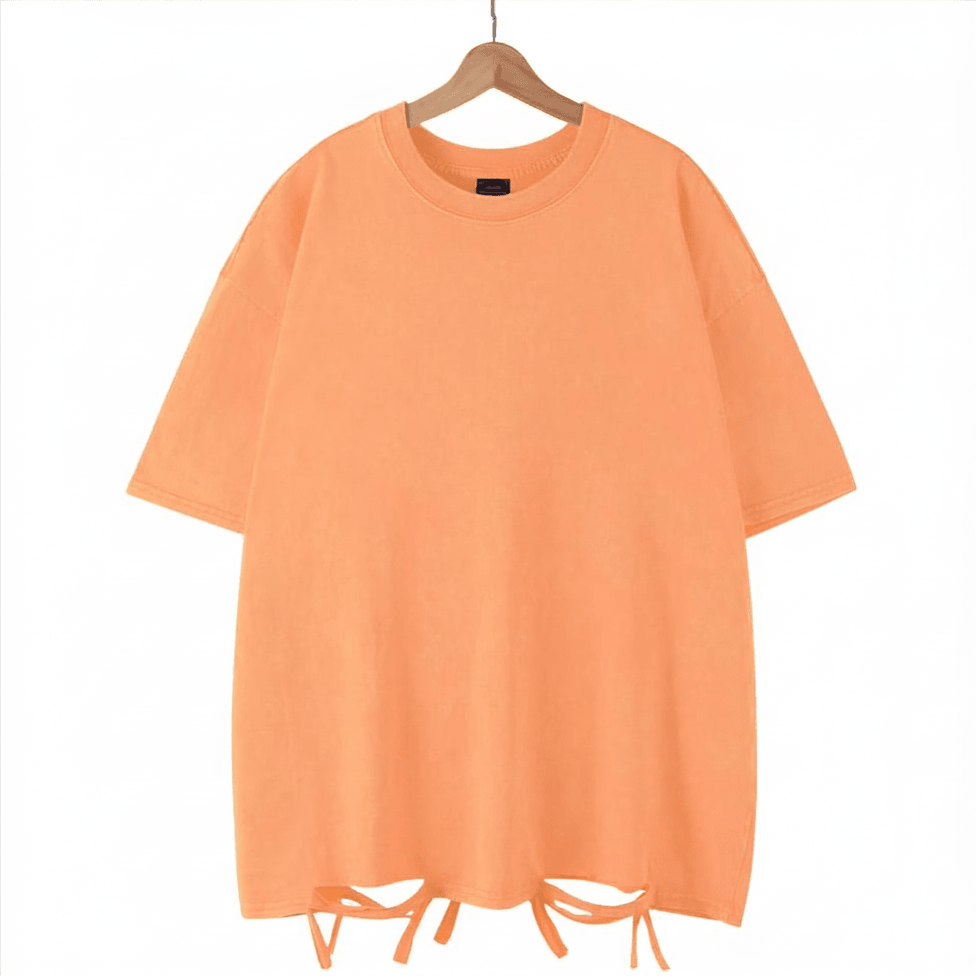 Unisex Washed Oversized T-Shirt – Vintage Cotton Loose Fit Casual Tee unisex-tshirt AllTrendMart Holes Orange S