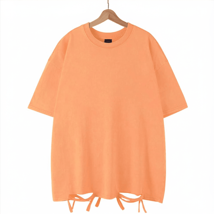 Unisex Washed Oversized T-Shirt – Vintage Cotton Loose Fit Casual Tee unisex-tshirt AllTrendMart Holes Orange S