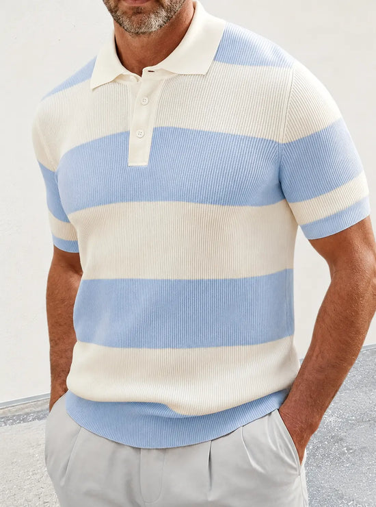 Men’s Short Sleeve Knit Polo T-Shirt – Slim Fit Color Block Casual Top men-tshirt AllTrendMart