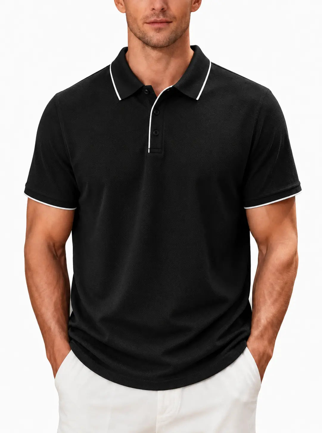 Men’s Business Casual Polo T-Shirt – Short Sleeve Solid Color Top men-tshirt AllTrendMart