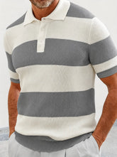 Men’s Short Sleeve Knit Polo T-Shirt – Slim Fit Color Block Casual Top men-tshirt AllTrendMart