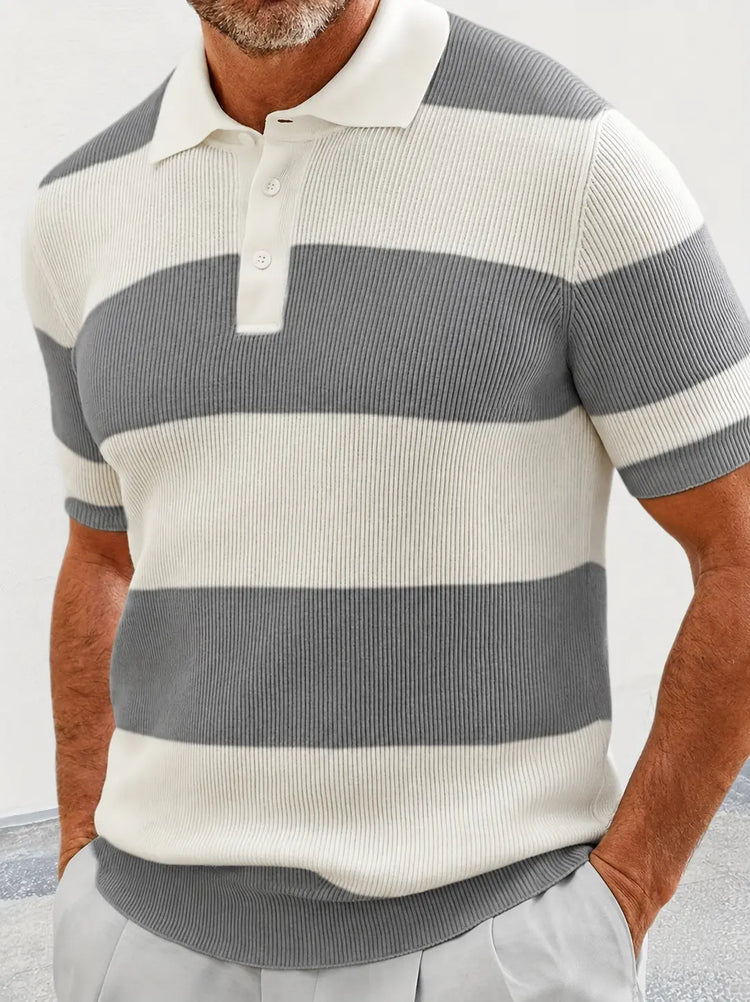 Men’s Short Sleeve Knit Polo T-Shirt – Slim Fit Color Block Casual Top men-tshirt AllTrendMart