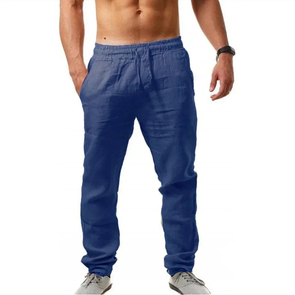 Men Linen Drawstring Pants – Casual Summer Trousers