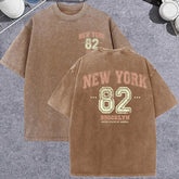 Unisex Vintage Washed T-Shirt – New York 82 Graphic Cotton Loose Fit Tee unisex-tshirt AllTrendMart Brown XS