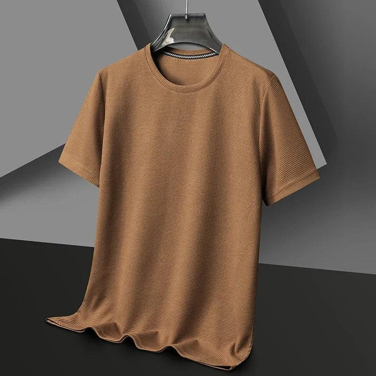 Men’s Waffle Knit T-Shirt – Short Sleeve Breathable Casual Summer Top men-tshirt AllTrendMart Yellow S