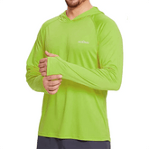 Men’s UPF50+ Sun Protection Hoodie T-Shirt – Quick Dry Long Sleeve Performance Top men-tshirt AllTrendMart Chartreuse L