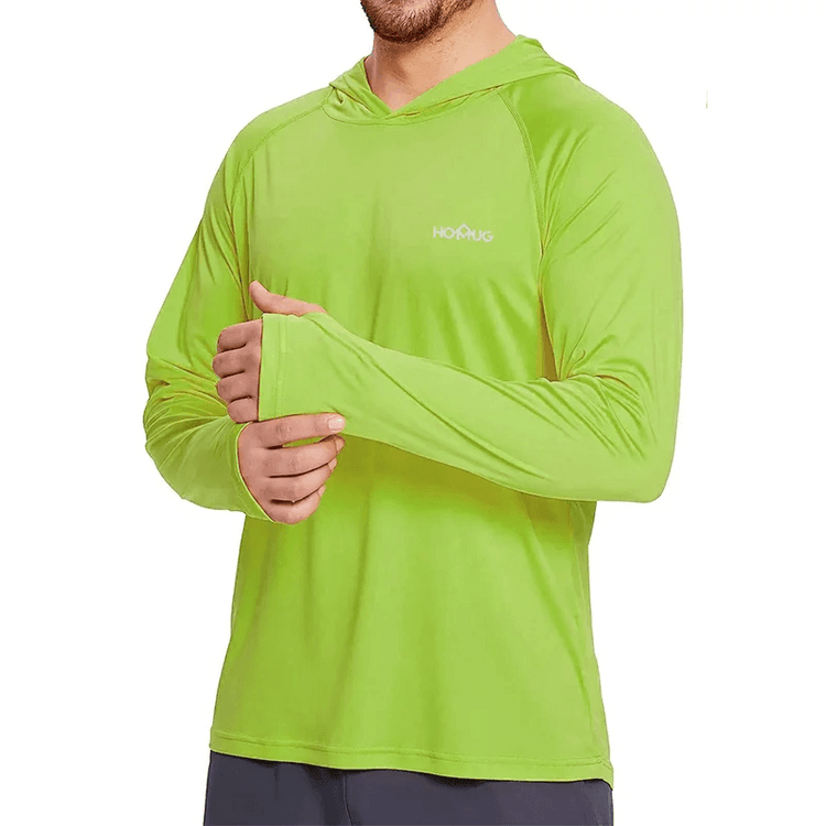 Men’s UPF50+ Sun Protection Hoodie T-Shirt – Quick Dry Long Sleeve Performance Top men-tshirt AllTrendMart Chartreuse L