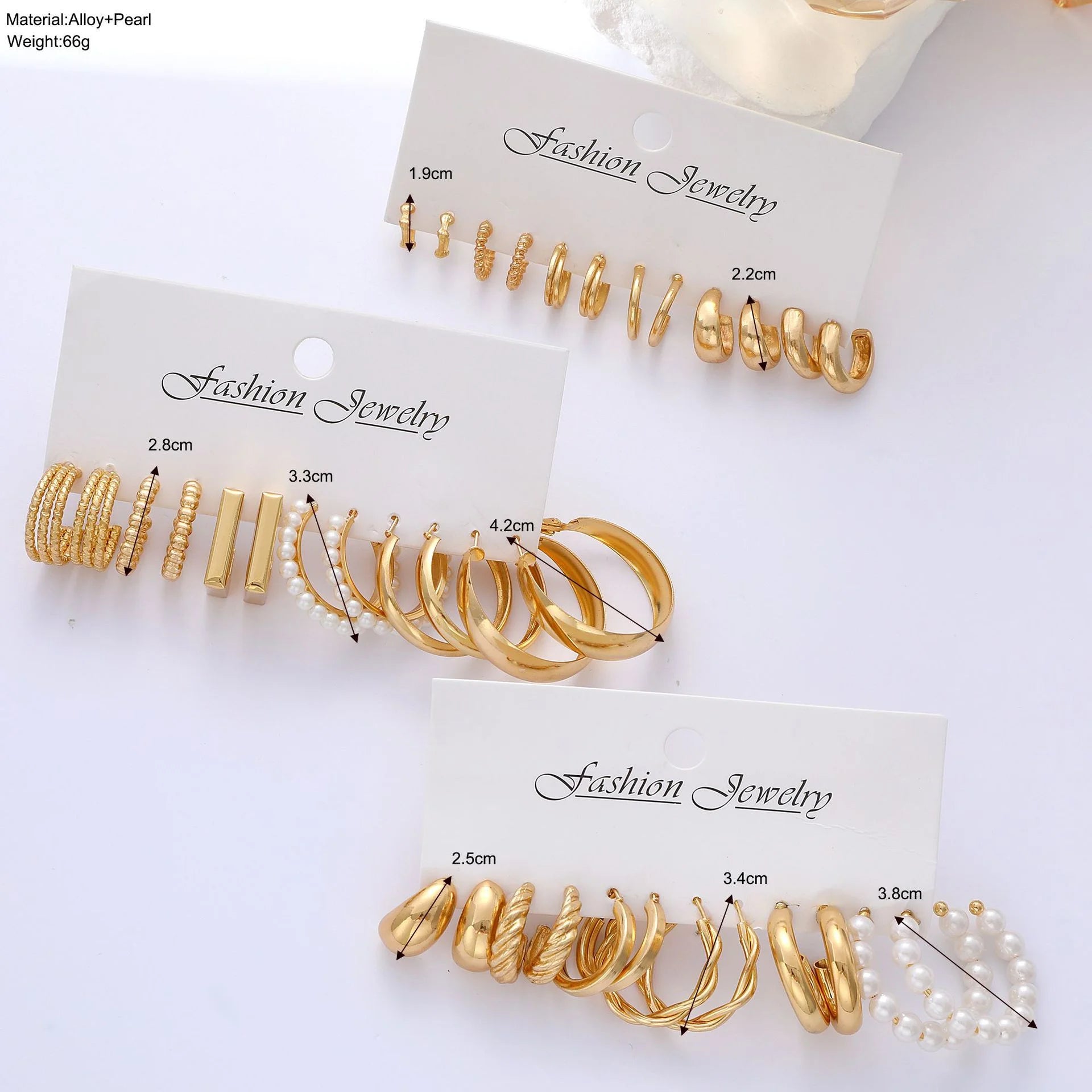Bohemian Pearl & Gold Hoop Earrings Set