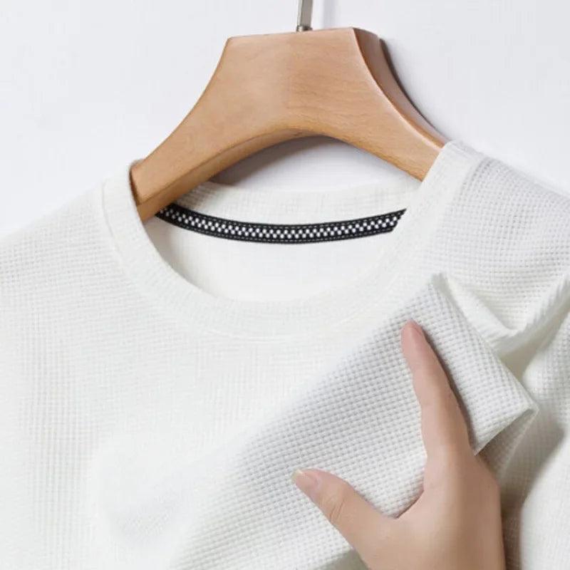Men’s Waffle Knit T-Shirt – Short Sleeve Breathable Casual Summer Top men-tshirt AllTrendMart
