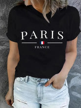 Women’s Paris Print T-Shirt – Casual Short Sleeve Crew Neck Top women-tshirt AllTrendMart Black XS
