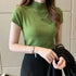 Women Half High Neck T-Shirt – Slim Fit Casual Elegant Top women-tshirt AllTrendMart Matcha Green One Size