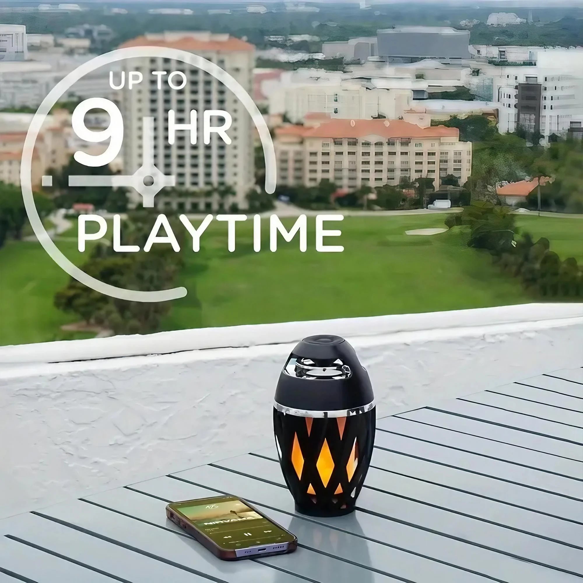 Waterproof Portable Bluetooth Flame Speaker with LED Torch & Bass Sound