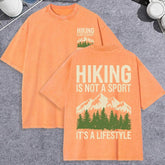 Unisex Vintage Washed T-Shirt – Hiking Mountain Graphic Cotton Loose Fit Tee unisex-tshirt AllTrendMart Orange XS