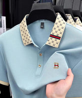 Men’s Contrast Polo Shirt – Short Sleeve Breathable Casual Summer Top men-tshirt AllTrendMart Blue M