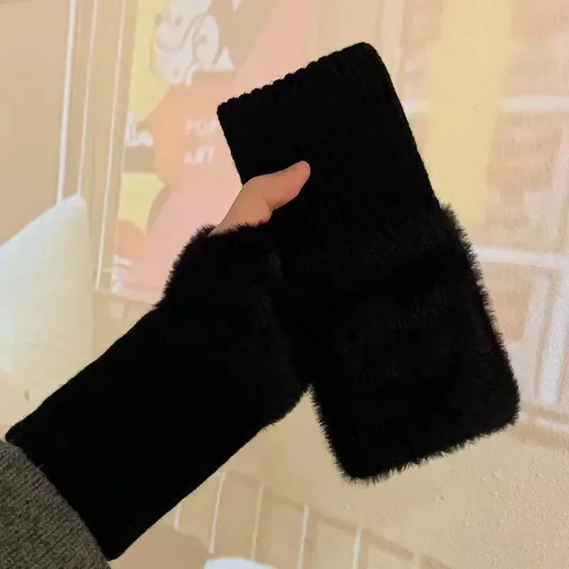 Women Fingerless Knit Gloves – Soft Warm Winter Gloves