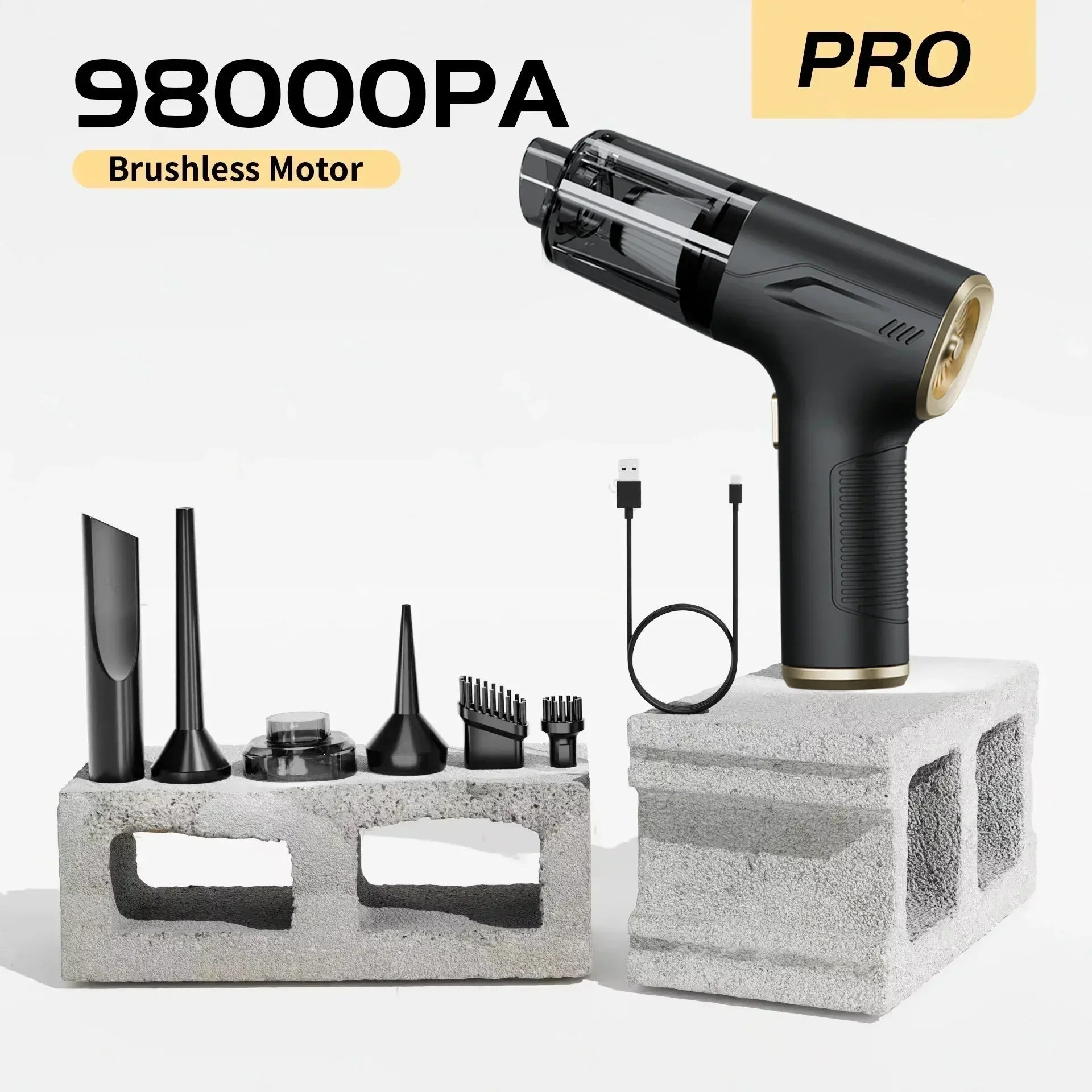 Powerful Mini Car Vacuum – Cordless & Portable