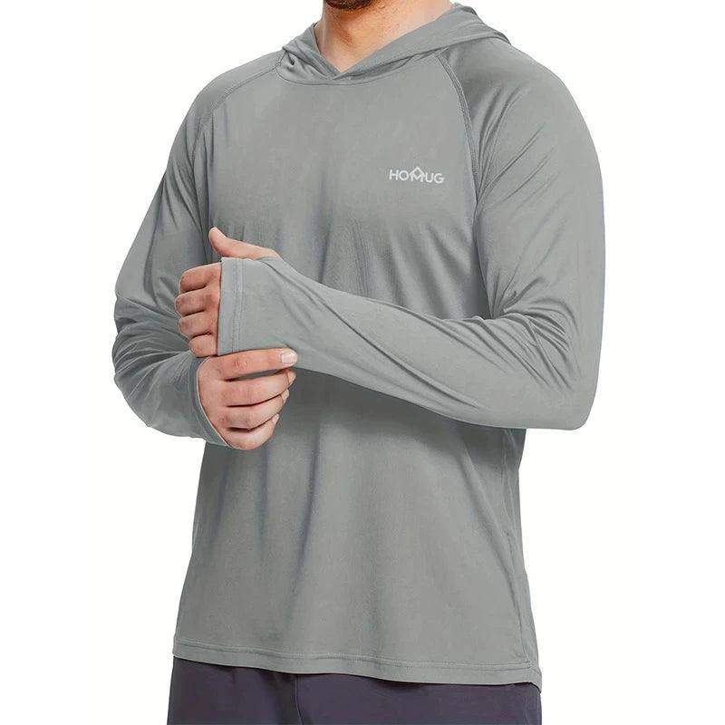Men’s UPF50+ Sun Protection Hoodie T-Shirt – Quick Dry Long Sleeve Performance Top men-tshirt AllTrendMart Light Gray S