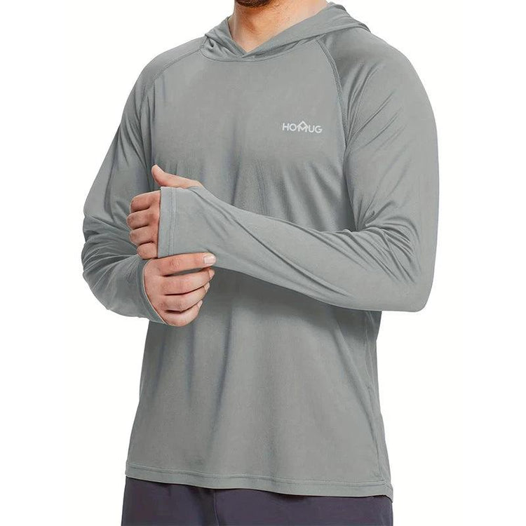 Men’s UPF50+ Sun Protection Hoodie T-Shirt – Quick Dry Long Sleeve Performance Top men-tshirt AllTrendMart Light Gray S