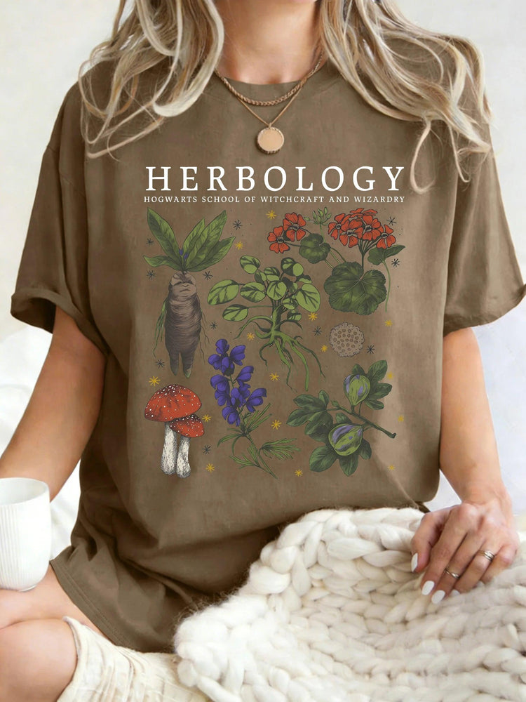Women’s Herbology Graphic Cotton T-Shirt – Vintage Botanical Casual Tee women-tshirt AllTrendMart