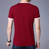 Men’s V-Neck Contrast Trim T-Shirt – Slim Fit Casual Summer Tee men-tshirt AllTrendMart