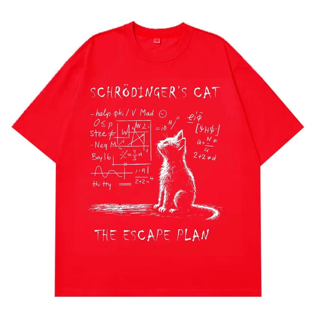 Schrödinger Cat Graphic T-Shirt – Physics Cotton Streetwear Tee unisex-tshirt AllTrendMart Red S