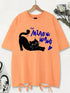 Unisex Vintage Washed T-Shirt – Black Cat Graphic Cotton Loose Fit Tee unisex-tshirt AllTrendMart Orange XS