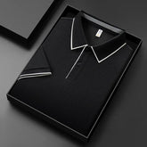 Men’s Business Casual Polo T-Shirt – Short Sleeve Solid Color Top men-tshirt AllTrendMart Black M