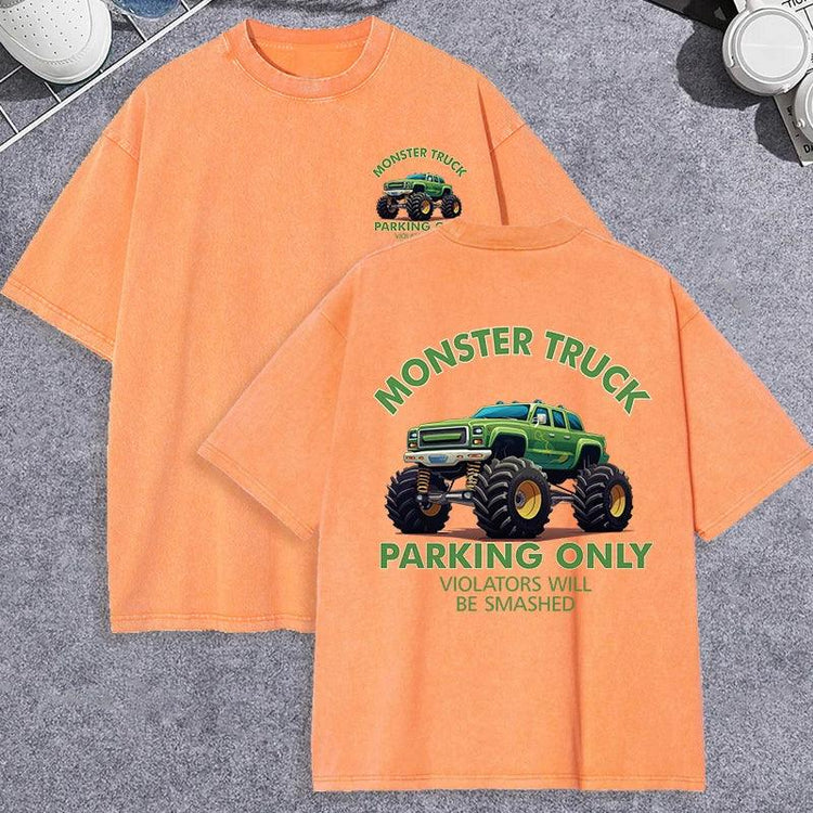 Vintage Monster Truck T-Shirt – Men’s Washed Cotton Graphic Tee unisex-tshirt AllTrendMart Orange XS