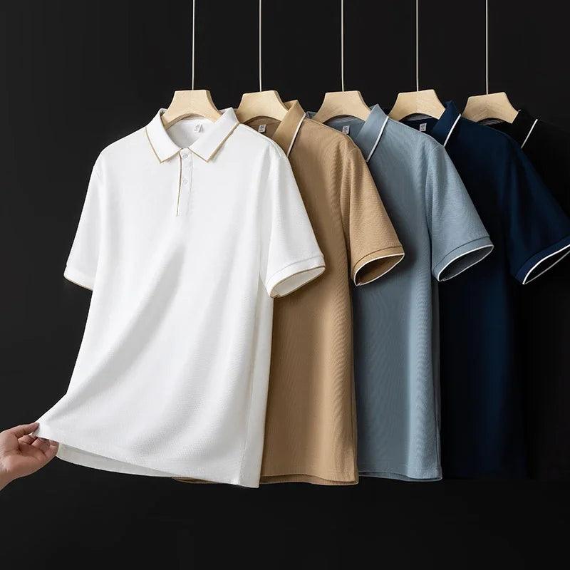 Men’s Business Casual Polo T-Shirt – Short Sleeve Solid Color Top men-tshirt AllTrendMart