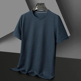 Men’s Waffle Knit T-Shirt – Short Sleeve Breathable Casual Summer Top men-tshirt AllTrendMart Navy Blue S